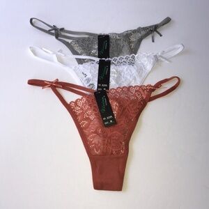Bundle 3 pieces Cotton & Lace Thong String Vision Brand.NWT